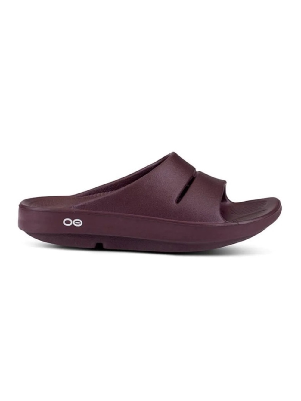 Oofos Ooahh Luxe Slide Sandals in Cabernet